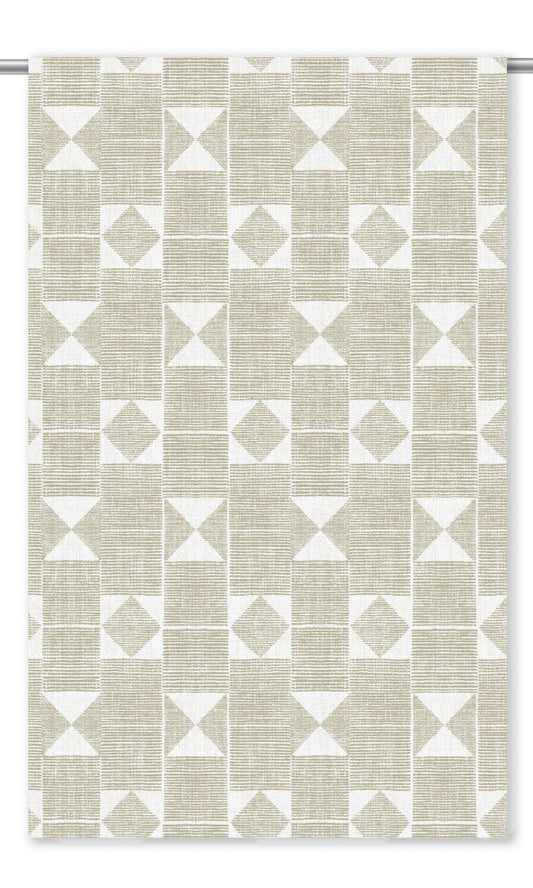 Geometric Print Home Decor Fabric Sample (Beige/ White)
