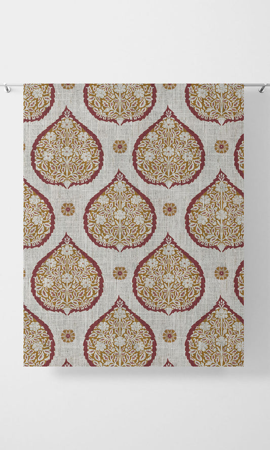 Paisley Window Curtains (Red/ Orange)