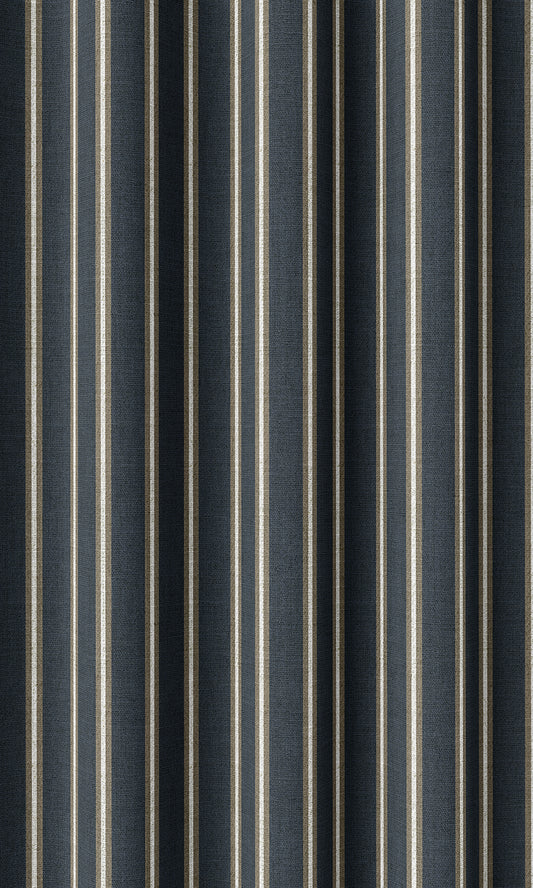 Modern Striped Print Home Décor Fabric By the Yard (Navy Blue/ Brown)
