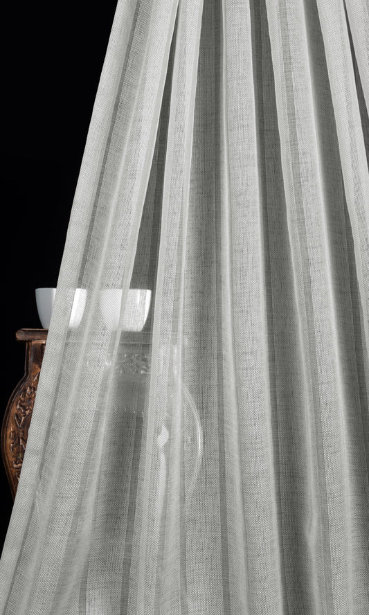 Textured Striped Sheer Drapes (Grey)