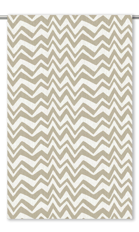 Chevron/ Zig Zag Print Curtain Panels (Beige/ White)