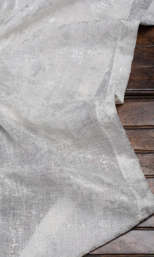 Metallic Accent Semi-Sheer Window Curtains (White)