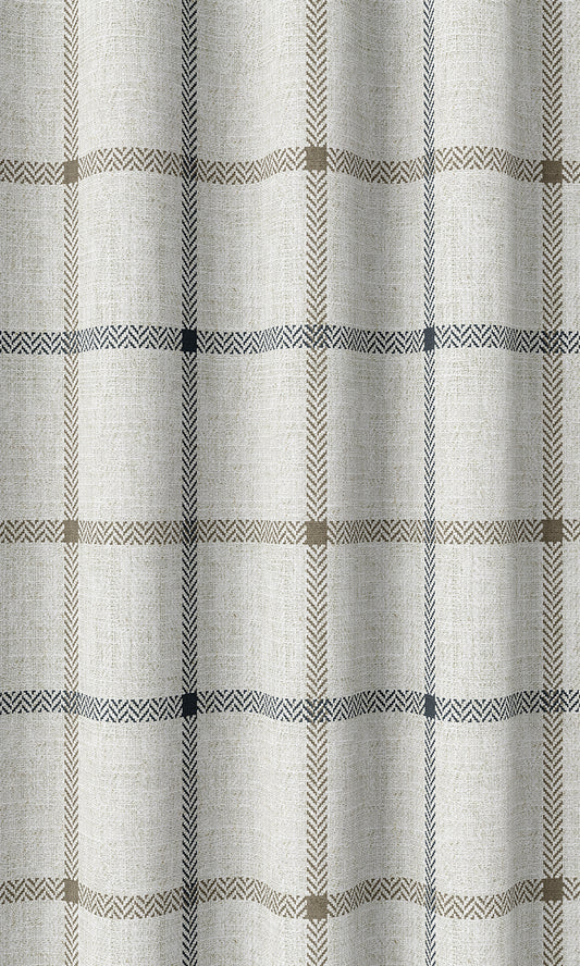 Check Patterned Home Decor Fabric Sample (Oatmeal White)