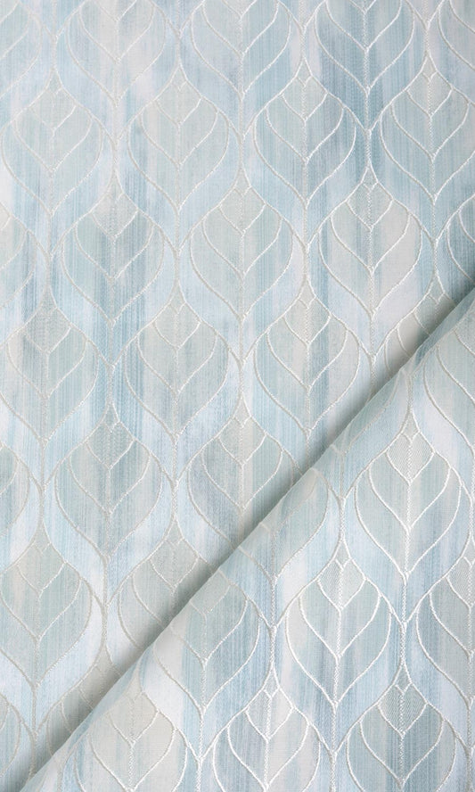 Petal Patterned Home Decor Fabric Sample (Pale Aqua Blue)