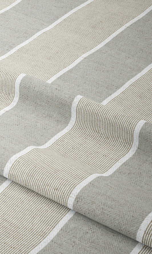 Regency Striped Home Decor Fabric Sample (Gray/ Beige)