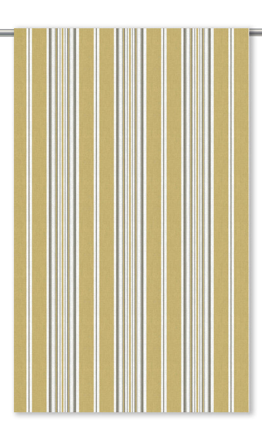 Striped Home Decor Fabric By the Yard ( Ochre Yellow/ Taupe)