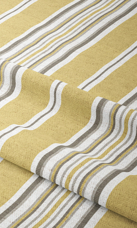 Striped Home Decor Fabric By the Yard ( Ochre Yellow/ Taupe)