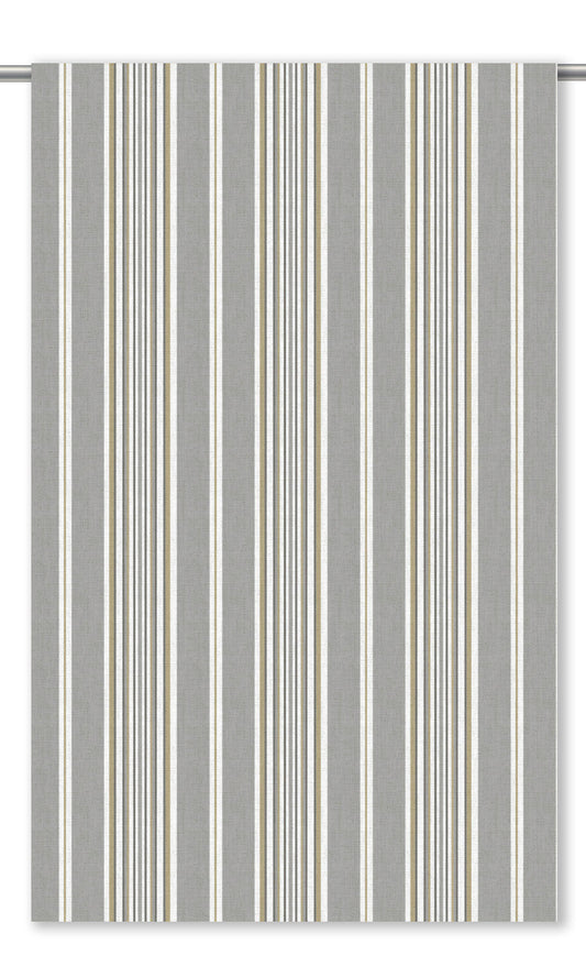 Striped Home Decor Fabric By the Yard (Gray/ Chartereuse Yellow)