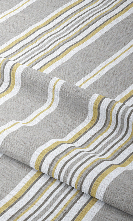 Striped Home Decor Fabric Sample (Gray/ Chartereuse Yellow)
