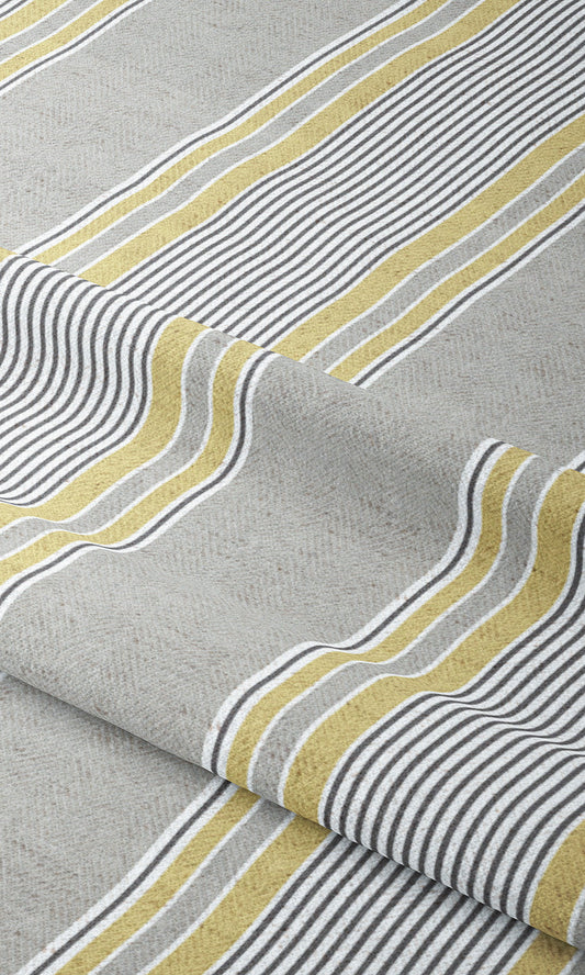 Striped Home Decor Fabric Sample (Gray/ Chartereuse Yellow)