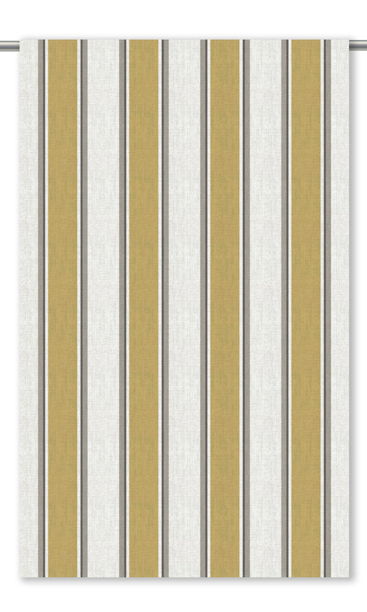 Regency Striped Window Curtains (Ochre Yellow/ White/ Gray)