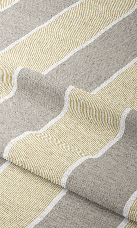 Regency Striped Home Decor Fabric Sample (Warm Gray/ Ochre Yellow)