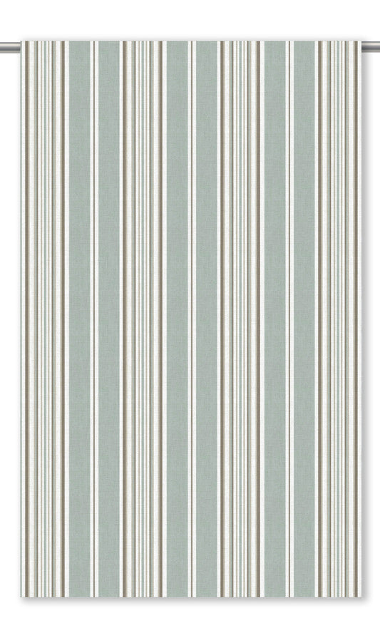 Striped Home Decor Fabric By the Yard (Duck Egg Blue/ Olive Brown)