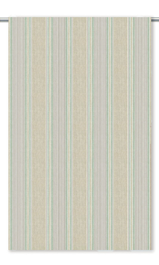 Striped Window Curtains (Khakhi Beige/ Green)