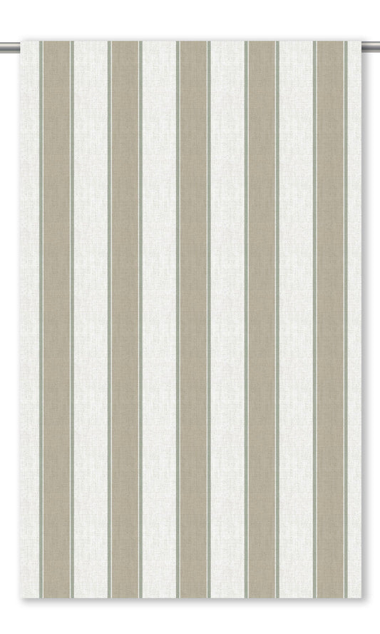 Regency Striped Home Decor Fabric Sample (Beige/ White/ Green)