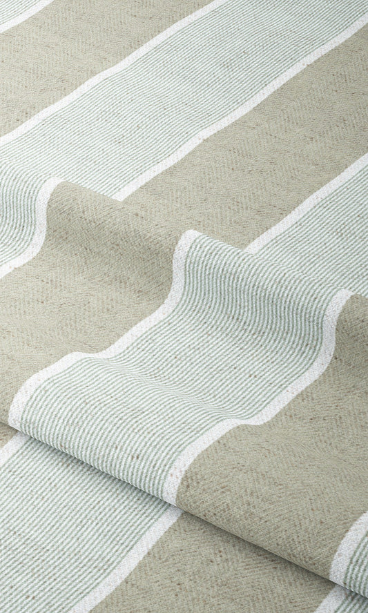 Regency Striped Home Decor Fabric By the Yard (Greige/ Ice Blue)
