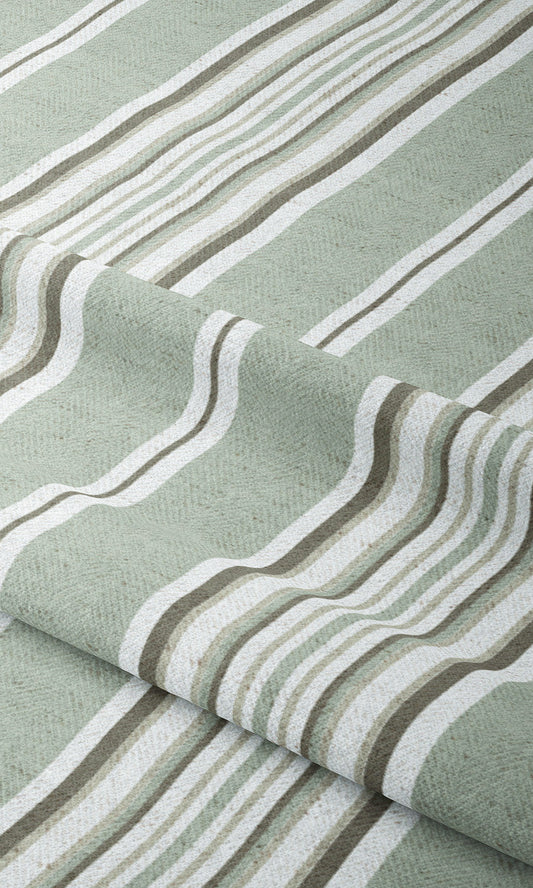 Striped Roman Shades (Pale Sage Green/ White)