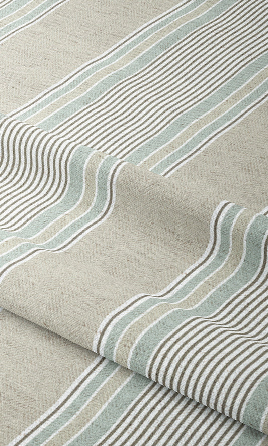 Striped Home Decor Fabric By the Yard (Khakhi Beige/ Blue)