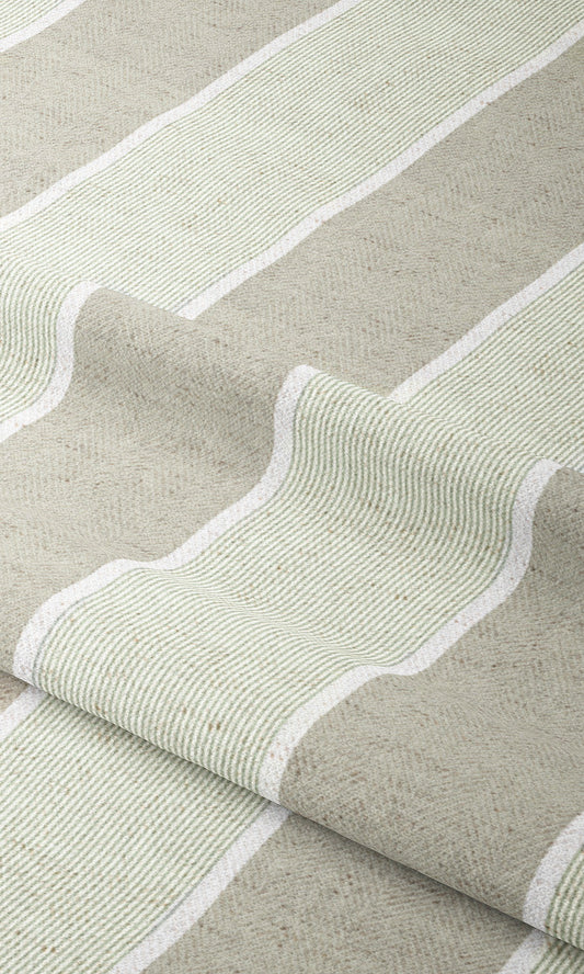 Regency Striped Home Decor Fabric By the Yard (Greige/ Green)