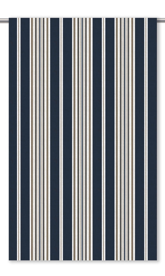 Striped Roman Shades (Midnight Blue/ Brown/ White)