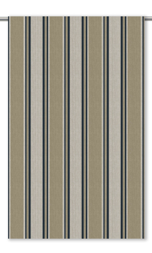 Striped Fabric Blinds (Hazelnut Beige/ Deep Blue)