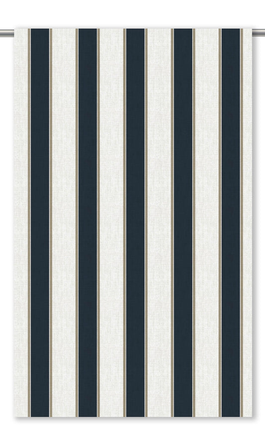 Regency Striped Drapes (Midnight Blue/ White/ Beige)