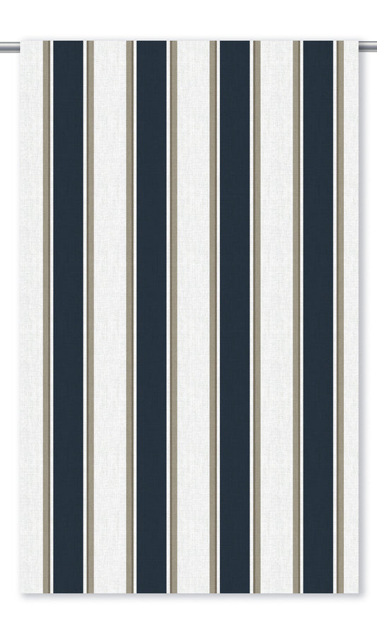 Regency Striped Home Decor Fabric Sample (Midnight Blue/ Beige)
