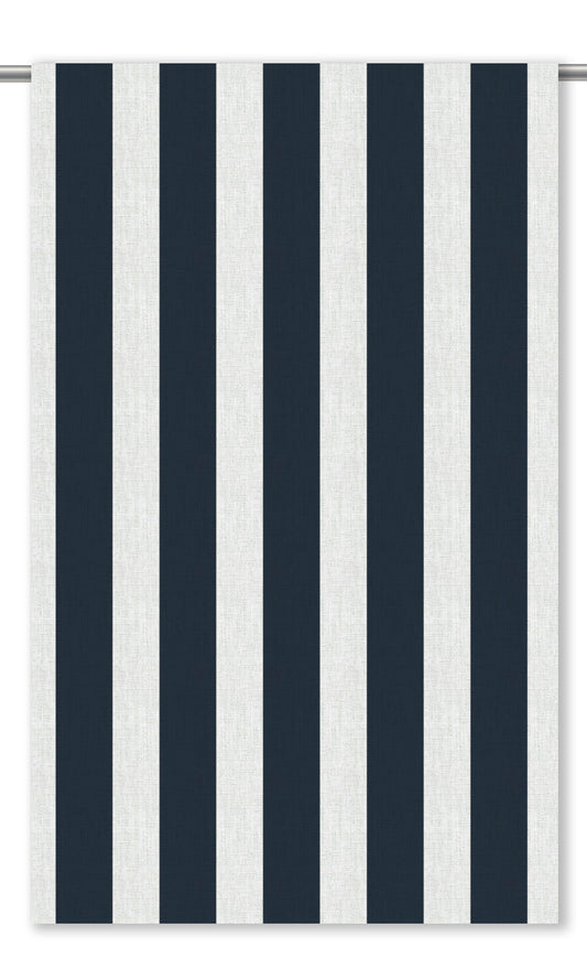 Awning Stripes Home Decor Fabric Sample (Midnight Blue/ White)