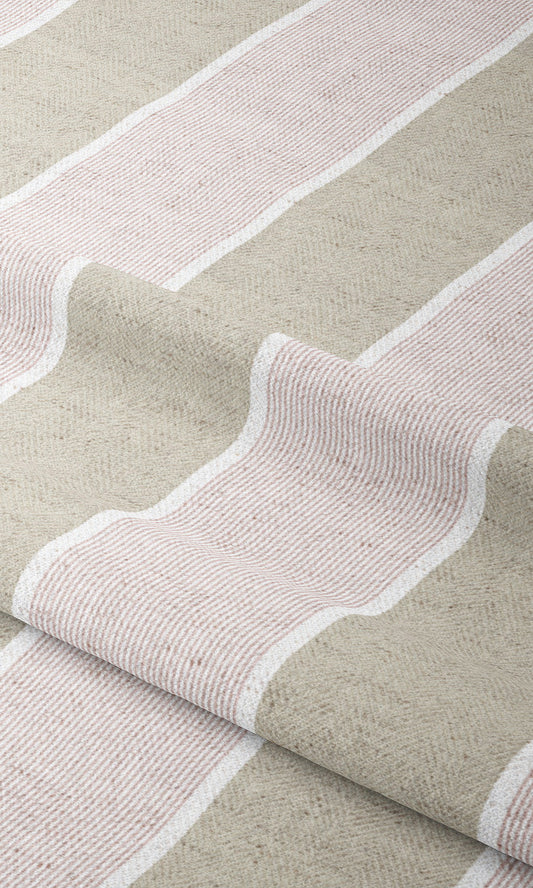 Regency Striped Home Decor Fabric Sample (Blush Pink/ Beige)