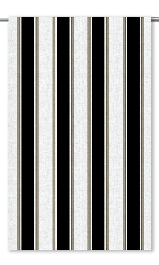 Regency Striped Home Decor Fabric Sample (Black/ Taupe/ White)