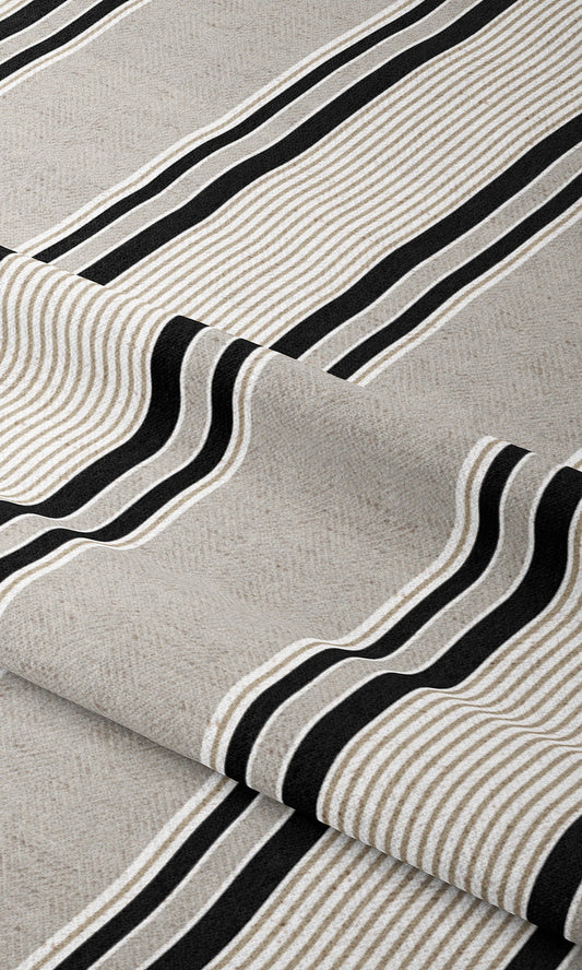 Regency Striped Home Decor Fabric Sample (Warm Gray/ Black)