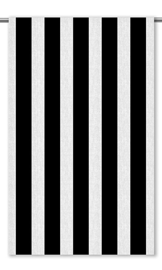 Awning Stripes Window Curtains (Black & White)
