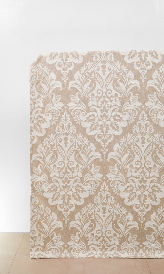 Damask Curtain Panels (Beige/ White)