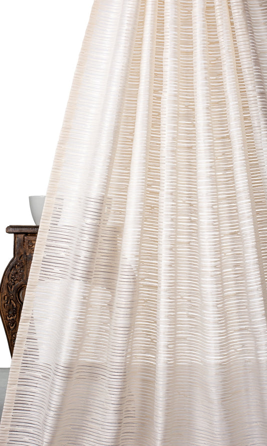 Striped Sheer Roman Shades (Ivory/ Beige)