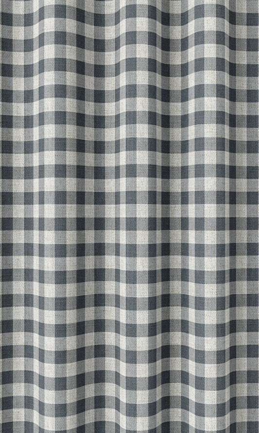 Check Patterned Home Decor Fabric Sample (Petrol Blue/ White)