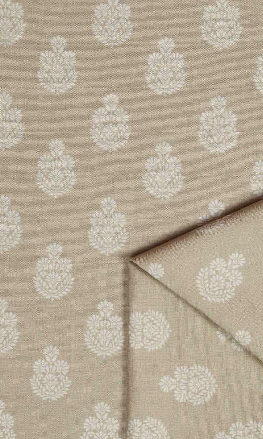 Floral Cotton Home Decor Fabric Sample (Beige/ Grey)