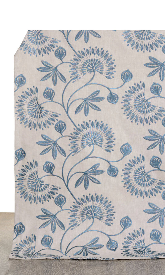 Vine Embroidered Home Décor Fabric By the Yard (Pale Beige/ Ocean Blue)