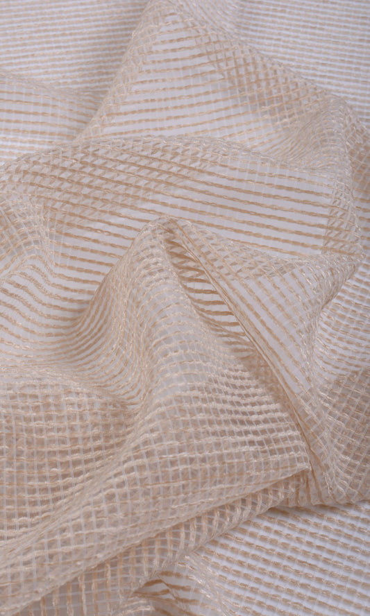 Cotton Rich Sheer Home Decor Fabric Sample (Champagne Beige)