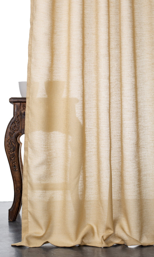 Sheer Home Decor Fabric Sample (Macaroon Beige/ Warm Yellow)