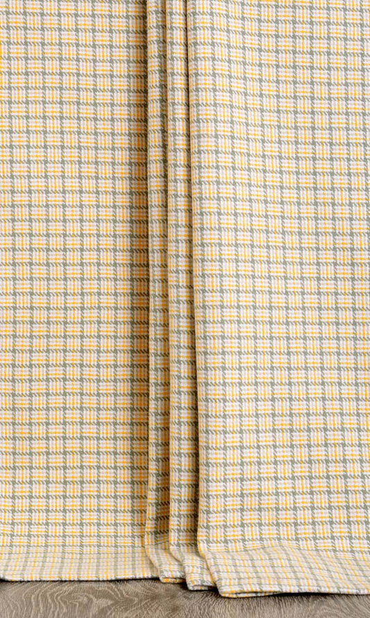 Basketweave Window Curtains (Yellow/ Gray/ White)