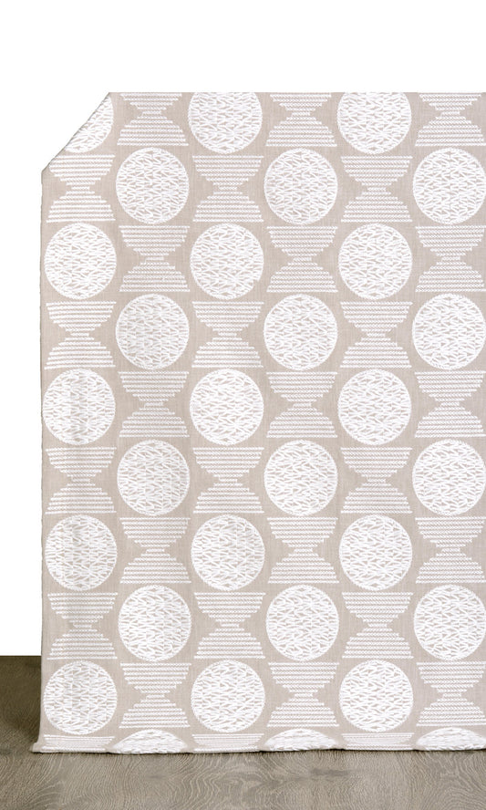 Geometric Patterned Window Curtains (Oatmeal Beige)