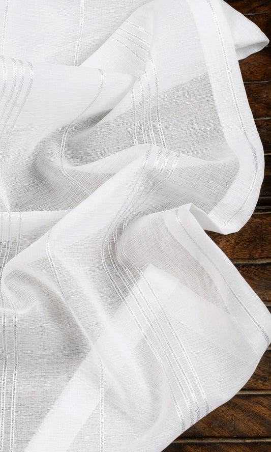 Striped Sheer Home Decor Fabric Sample (White)
