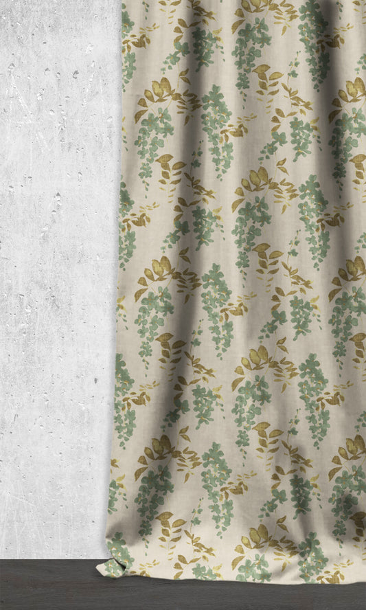 Dimout Floral Roman Blinds (Green/ Grey)