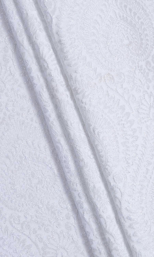 Textured Floral Home Decor Fabric Sample (White)