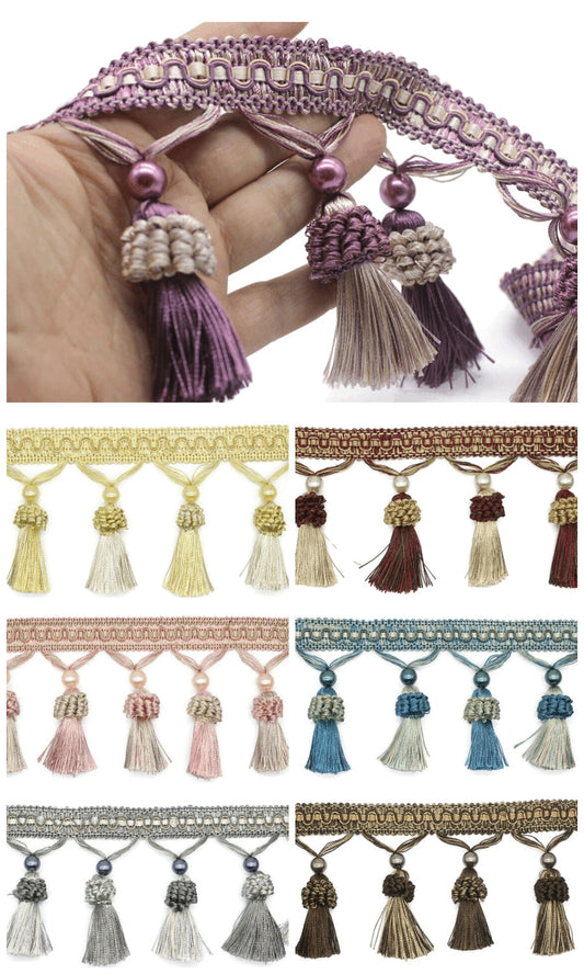 Roman shades with tassel trim