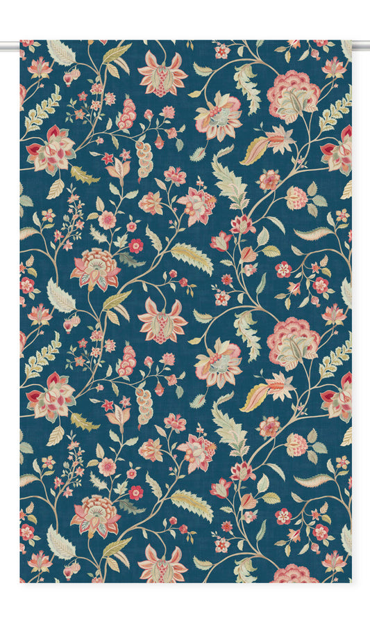 Jacobean Floral Velvet Home Decor Fabric By the Yard (Teal Blue/ Pink/ Brick Red)