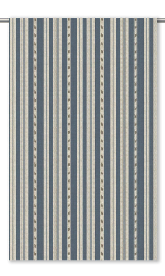 Striped Roman Shades (Taupe/ Prussian Blue)