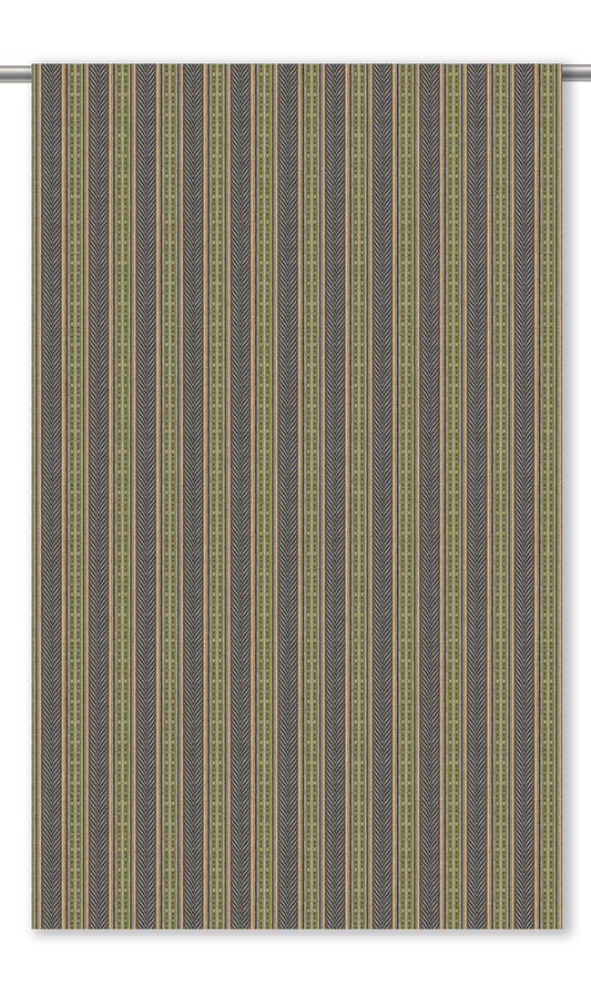 Tribal Striped Velvet Drapes (Pale Green/ Black)