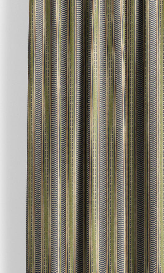 Tribal Striped Velvet Drapes for Living, Bedroom, Kitchen, Bathroom (Pale Green/ Black)