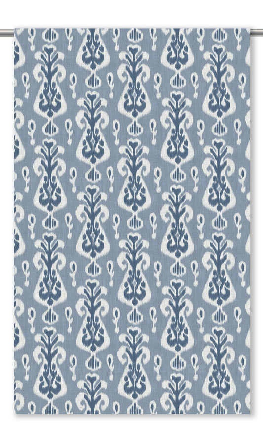 Ikat Floral Home Decor Fabric By the Yard (Cornflower Blue/ Navy)